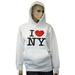 I Love NY New York Hoodie Screen Print Heart Sweatshirt White Medium