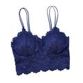 Women's Lace Underwear Wire Free Bra, Lady Padded Bralette, Lace Kiss Bralette, Sweetie Soft Bra, Lace Bra Floral Breathable Bralette, Wire Free Sheer Lace Sexy Bra, M/L, Blue