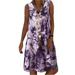 Plus Size Womens Summer Tie Dye Sleeveless V Neck Midi Dress Casual Loose Sundress