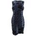 Tommy Hilfiger Women's Flocked Scuba Sheath Dress (4, Blue/Black)