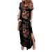 Niuer Women Plus Size Baggy Casual Loose Pocket Long Dress Long Sleeve Split Maxi Dresses Floral Print Party Flowy Maxi Dress Cocktail Party Evening Maxi Long Dress