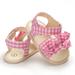 Ardorlove Baby Girl Sandals Summer Baby Girl Shoes Cotton Canvas Striped Bow Baby Sandals Beach Sandals