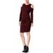 Bar Iii Women's Cold-Shoulder Deep Merlot Dress Size Xxs