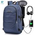 Deago Laptop Backpack, Business Anti Theft with lock Waterproof Travel Backpack with USB Charging Port for Laptops up to 17 inches (Blue)