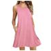 dresses summer dress for women Women O Neck Casual Pockets Sleeveless Above Knee Dress Loose Party Dress