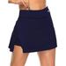 UKAP Womens High Waist 2 in 1 Yoga Athletic Running Skirt Tummy Control High Split Activewear Training Skirts with Liner