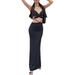 Frecoccialo Summer Women Beautiful Solid Color Cocktail Dress Lacing Straps V-neck Backless Hollow Out Long Dress Suspender Party Dress For Girls