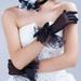 Grofry Women Bridal Gloves,Evening Party Bridal Wedding Prom Lace Trim Bowknot Finger Short Gloves Red