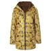 Women Jacket Teddy Coat Winter Women Windbreaker Floral Print Warm Outwear Hooded Pockets Vintage Coats Plus Size