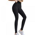 TINKER Ladies High Waist Yoga Pants Stretch Running Fitness Yoga Leggings Tummy Control Sports Tights (Black-M)