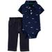 Carter's Baby Boys 2-Piece Cotton Alligator-Print Polo Bodysuit and Pants Set