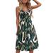 Styleword Womens V Neck Tie Knot Front Dress Spaghetti Strap Summer Floral Sundress with Pockets