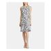 RALPH LAUREN Womens White Printed Sleeveless Jewel Neck Knee Length Fit + Flare Dress Size 8P