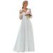 Ever-Pretty Womens V Neck Tulle Floor Length A Line Wedding Guest Dress 00231 White US10