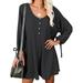 LilyLLL Womens Waffle Knit Long Sleeve Solid Color Loose Tunic Dress