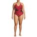Nicole Miller Women's Plus Size Mesh Criss Cross One-Piece Swimsuit