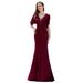 Ever-Pretty Women's High Waist High Stretch Maxi Bodycon Dresses for Women with Sleeves 00574 Burgundy US16