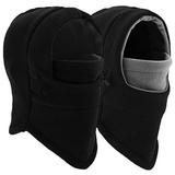 Balaclava Ski Mask - Windproof Fleece Adjustable Winter Mask for Men Women (Black+Black/Gray)