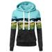Woman Winter Hoodie Pullover Casual Color Block Fleece Hooded Sweatshirts Coat Jacket Outwear Lady Plus Size Fall Tops with Pocket