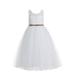 EkidsBridal Floral Lace Scoop Neck A-Line Ivory Flower Girl Dress Keyhole Back Baptism Dresses Junior Dress 178-