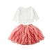 LisenraIn Toddler Kids Baby Girl Shirt Top Tulle Tutu Skirt Dress Outfit