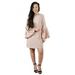 Women's Casual Bell Sleeve Crew Neck Keyhole Back Tunic Blouse Mini Shift Dresss