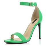 DailyShoes Strap Stiletto Heels High Low Sandals Stilettos Buckled Ankle Open Toe Heel Summer Buckle Nighttime for Women Green,pu,5.5