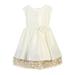 Sweet Kids Girls Ivory Champagne Rolled Flower Adorned Occasion Dress 7-12