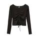 Aktudy Women T-shirt Long Sleeve Elastic Bottoming Tops Slim Costume (Black 3XL)