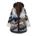 Tuscom Women Vintage Landscape Print Fleece Hooded Plus Size Long Sleeve Thick Coat