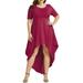 Women's Irregular Dress Short Sleeve Tunic Sundress Cocktail Party Midi Dresses