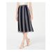 ANNE KLEIN Womens Navy Printed Midi Pleated Wear To Work Skirt Size 6