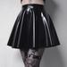 Womens Ladies Plain Shiny PU Leather High Waist Casual Pleated Skater Mini Skirt