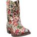 Roper Womens Ingrid Floral Snip Toe Western Cowboy Boots Ankle Low Heel 1-2"