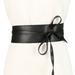 Dewadbow Women Girl Leather Self Tie Bow Wrap Around Wide Waist Band Belt