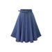 Topumt Women Retro High Waist Denim Skirt Long Flared A line Midi Dress