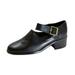 PEERAGE Petra Women's Wide Width Leather Ankle Strap Shoes BLACK 8