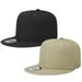 2-pack Classic Snapback Hat Cap Hip Hop Style Flat Bill Blank Solid Color Adjustable Size Black&Khaki