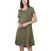 Colisha Women Summer Pockets Midi Dress Casual Loose Crew Neck Tunic Dress Pleated Hem T Shirt Dress Army Green M(US 8-10)