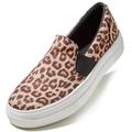 DailyShoes Womens Flat Walking Sneakers Platform Slip-on Sneakers Slip On Fashion Breathable Walking Shoes Flat Skate Leopard SV,6.5