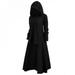 Women's retro loose O-neck long-sleeved hooded long dress solid color long jacket ladies casual large size