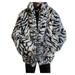 MIARHB Men Leopard Winter Warm Outdoor Woolen Faux-Fur' Coat Collar OverCoat Women Coat Women Coat