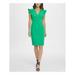 DKNY Womens Green Zippered Cap Sleeve V Neck Short Sheath Cocktail Dress Size 10