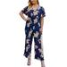 Colisha Plus Size Jumpsuit Rompers For Women Sexy Wrap V Neck Jumpsuits Long Pants Floral Ruffled Short Sleeve Rompers Pant