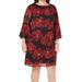 Jessica Howard Women's Plus Size Bell-Sleeve Floral Shift Dress in Black/Red, Size 20W