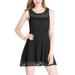 Allegra K Junior's Floral Lace Sleeveless Semi Sheer Flare Mini Dress