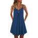 STYLEWORD Women Plus Size Spaghetti Strap Button Down V Neck Sleeveless Casual Mini Dress