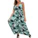 ClodeEU Fashion Women Summer V-Neck Casual Printing Loose Sleeveless Loose Long Dress