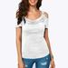 Women Casual Cold Shoulder Draped Collar Shirt Short Sleeve Top T-Shirt