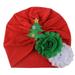 Baby Kids Red Christmas Caps Knitting Baby Turban Hat Elastic Kids Beanie Cap